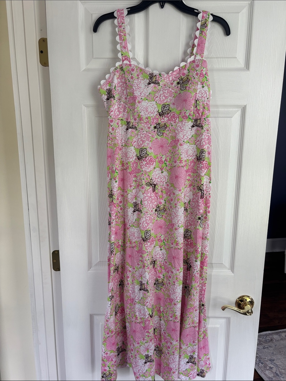 Lilly Pulitzer Pink Floral Slip Dress with Green Accents